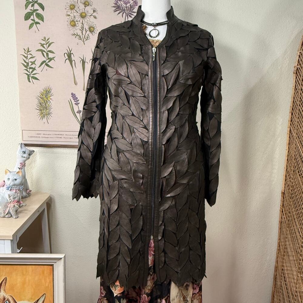 Leaf Mid Length Full Zip Jacket Forest Nymph Dark Fairy Goblincore Whimsigoth M
